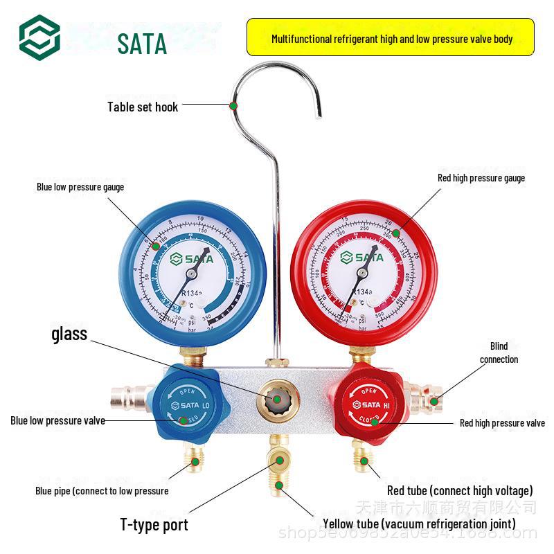 Shida AE5741 Two-Way Refrigerant & Ammonia Meter Set for Auto AC