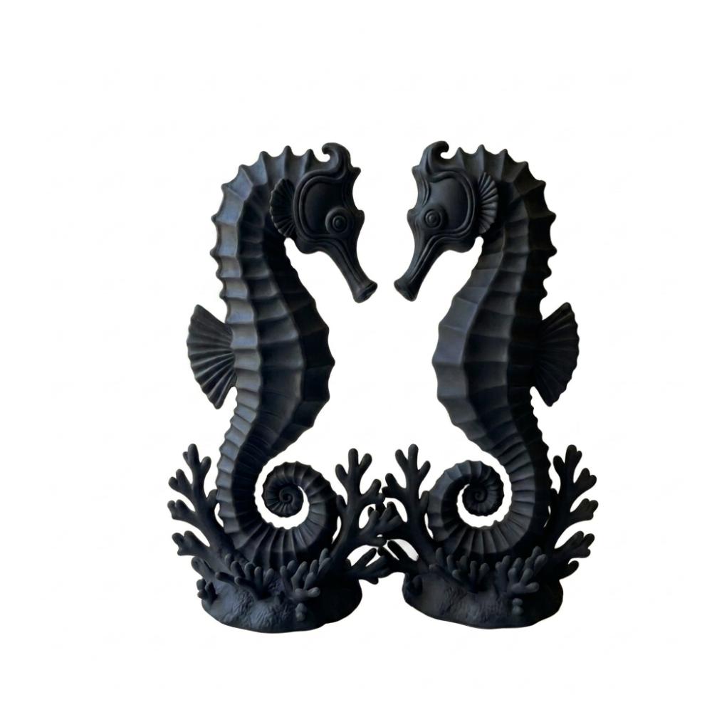 2PCS Minimalist Coral Base Seahorse Statue Double Seahorse Seahorse Table Decor Gift Giving