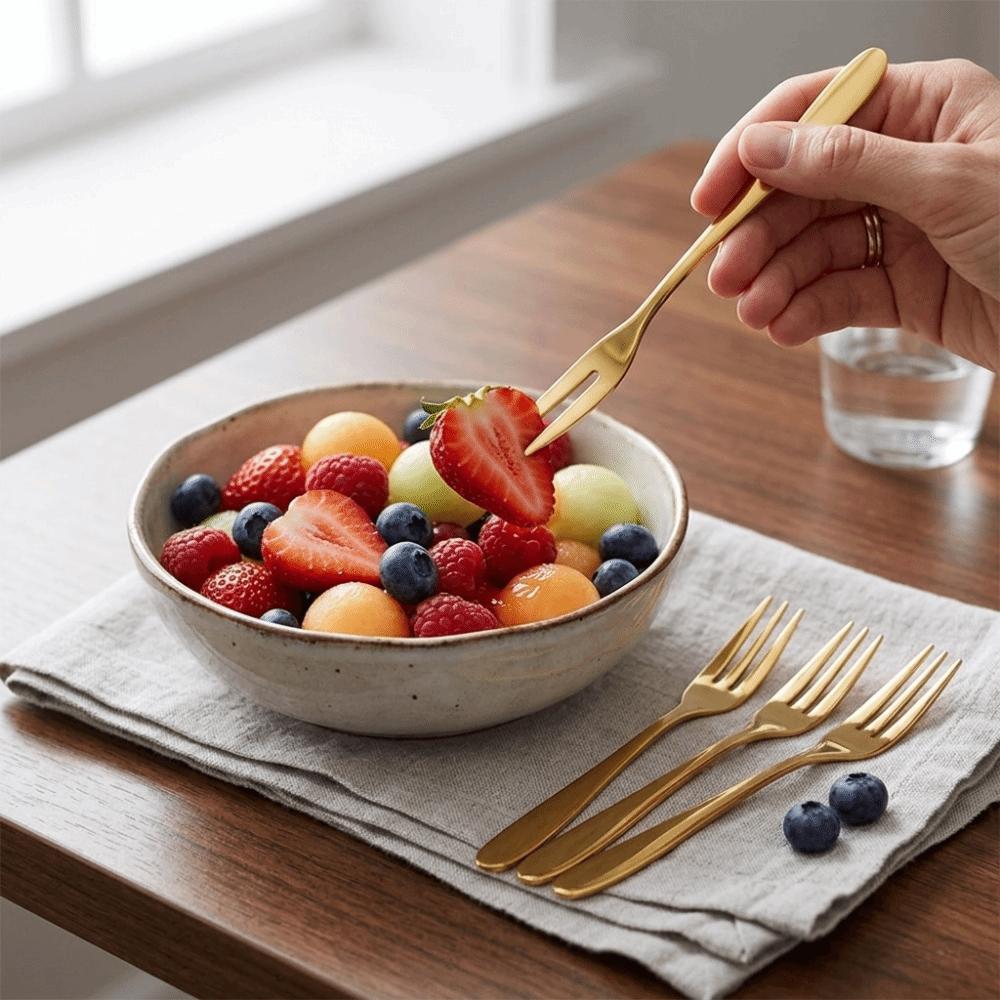 5Pcs Mini Size Snack Fork Rustless Steel Fruit Pick Fork Reusable Dessert Fork Dessert Tasting