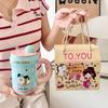 Cute Ceramic Mug with Lid Straw Cup Couple Home Cup Practical Birthday Gift for Girls