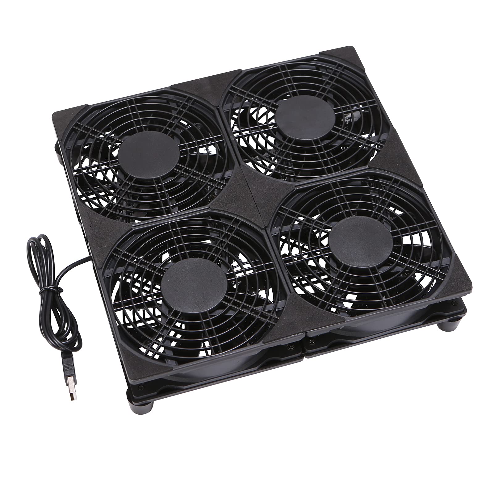 

PANO-MOUNTS USB Fan, 12cm, Quiet, Quad Cooling Fan, Compact USB Fan, PC Cooling Fan, Long-Life Motor, 5V, Double Fan, Slim Design, 120mm, 1100RPM*4, C