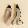 Fashion Hollow Sandals for Women 2025 Summer with A Toe Cap An Empty Strap Pointed Shallow Mouth Side Empty Daily Coarse Heel Sandals