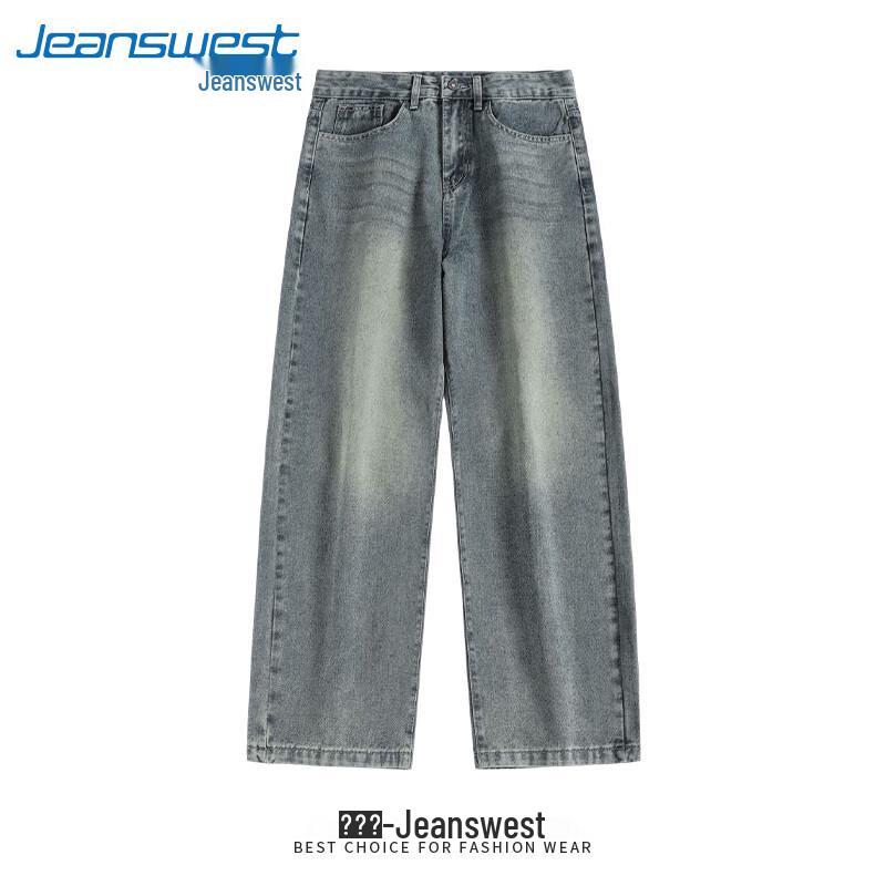 Jeanswest Men's 2025 Autumn Vintage Washed Straight-Leg Denim Jeans