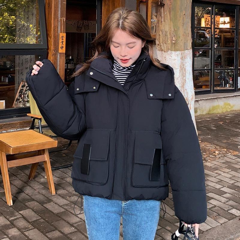 2025 New Down Cotton Jacket Women's Fashion Hooded Short Cotton Jacket Loose Winter Korean Cotton Jacket Thickened Bread Jacket