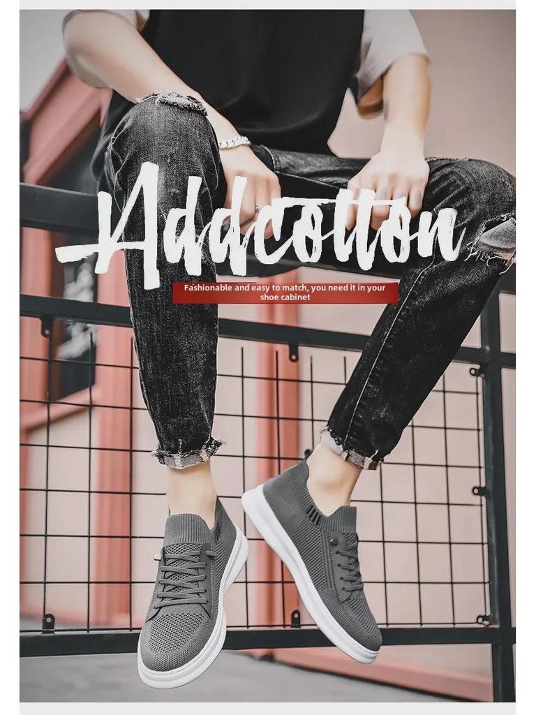 Men's Black Breathable Mesh Casual Slip-On Sports Shoes