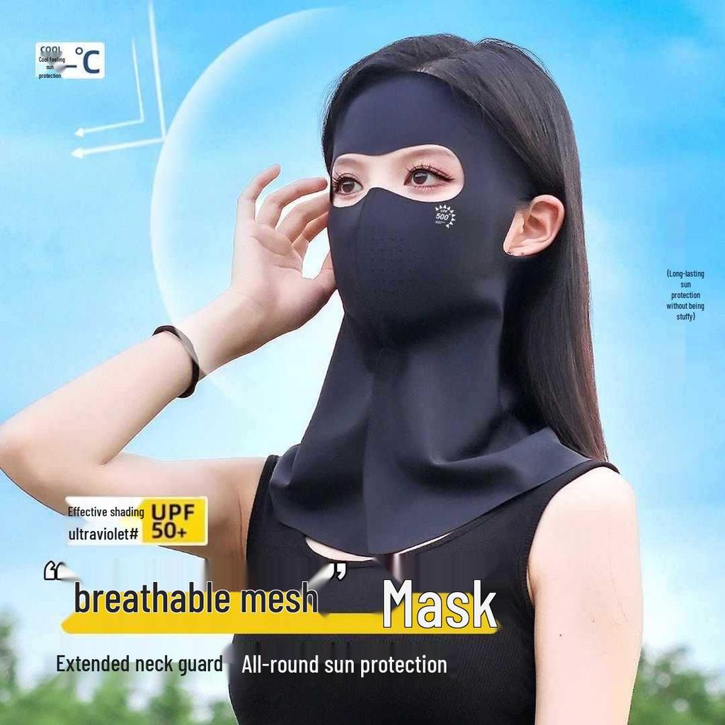 Women's Full Face UV Protection Ice Silk Mask for Summer Cycling