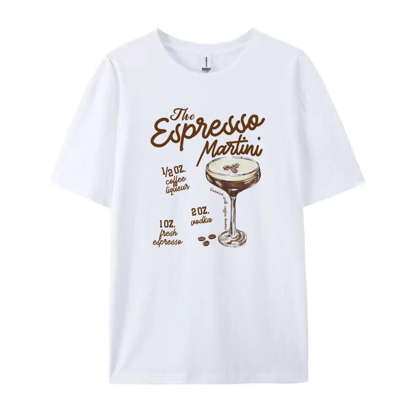 Espresso Martini Recipe Women Vintage TShirts Retro Alcohol Drink Tshirts Cute Loose Cocktail Lover T Shirt Unisex Clothes Gift S