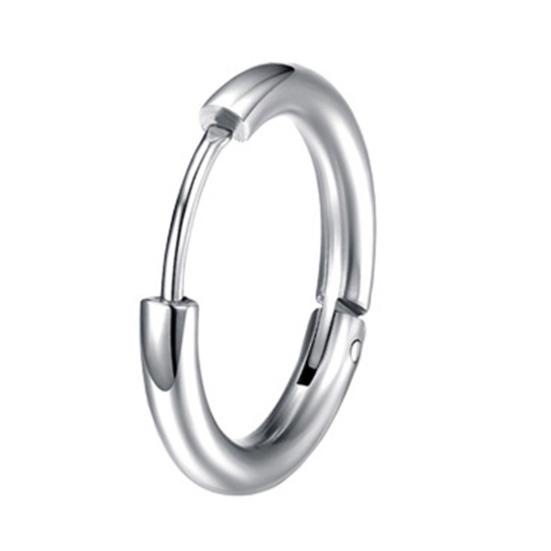 1Pc Smooth Piercing Round Earring Silver Color Stainless Steel Simple Men Earring for Shopping