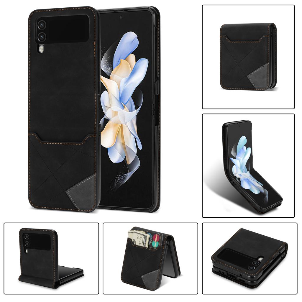 Suitable for Samsung Z Flip4 mobile phone case Z Flip3 splicing contrasting lines card folding protective case 3rd generation
