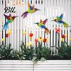 Indoor Outdoor Bird Wall Hanging 4 Pcs Acrylic Hummingbird Art 2D Colorful Garden Birds Sculpture Fence Waterproof Decoration Ornaments for