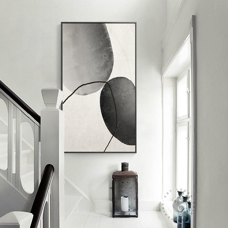 Nordic Minimalist Black And White Stone Canvas Painting Grey Poster Print Big Wall Art For Hotel Aisle Living Room Decoracion