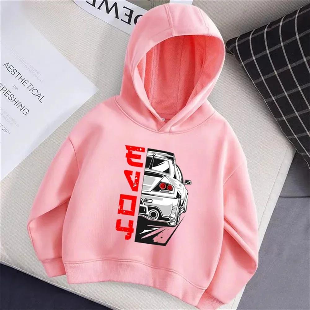 Rally Fashion Car Cartoon Boys and Girls Hoodies, New Autumn and Winter Warm Tops, Comfortable and Versatile Pullovers