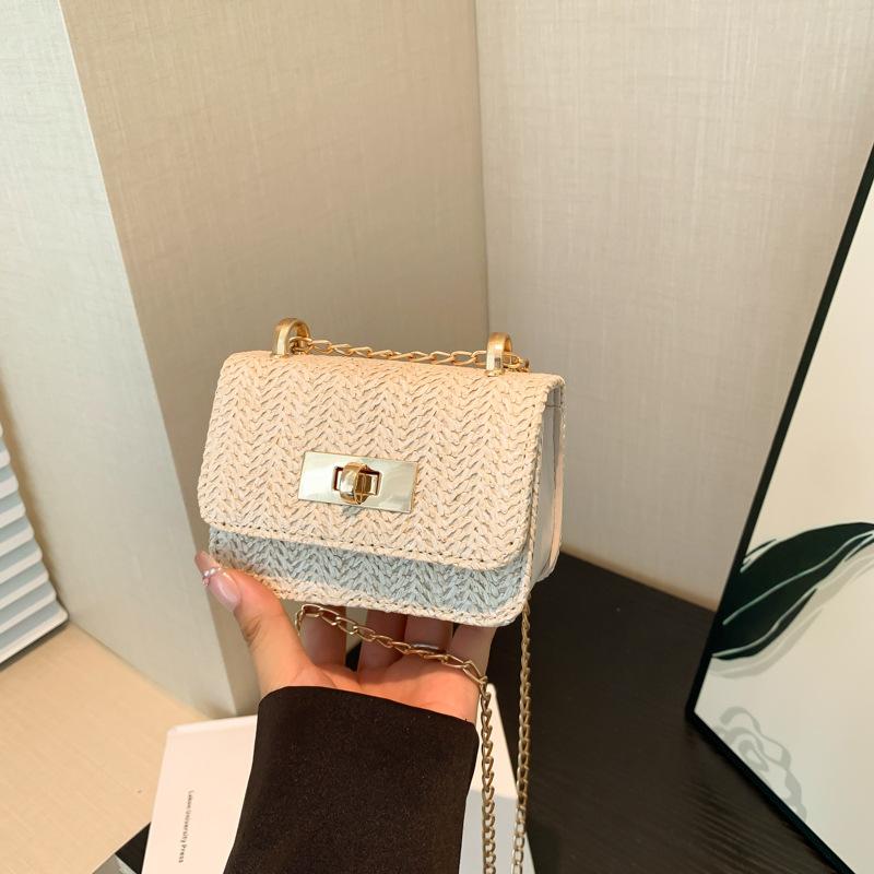 

Модная плетеная сумка 2024 года, летняя новая простая модная сумка через плечо, повседневная простая маленькая квадратная сумка для женщин белый