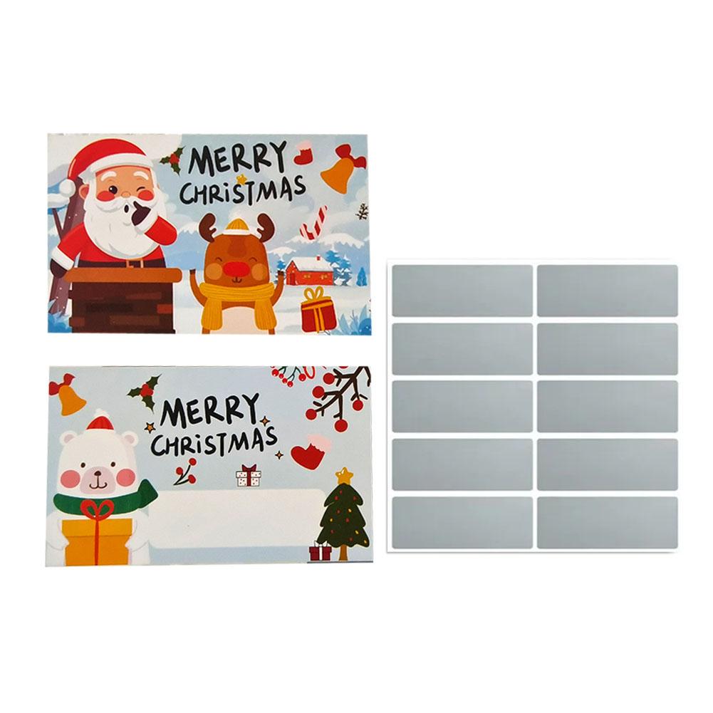 10pcs Christmas Scratch Cards Set DIY Gift Vouchers with Santa Claus & Tree Designs Party Favors DIY Games Supplies Gift Voucher