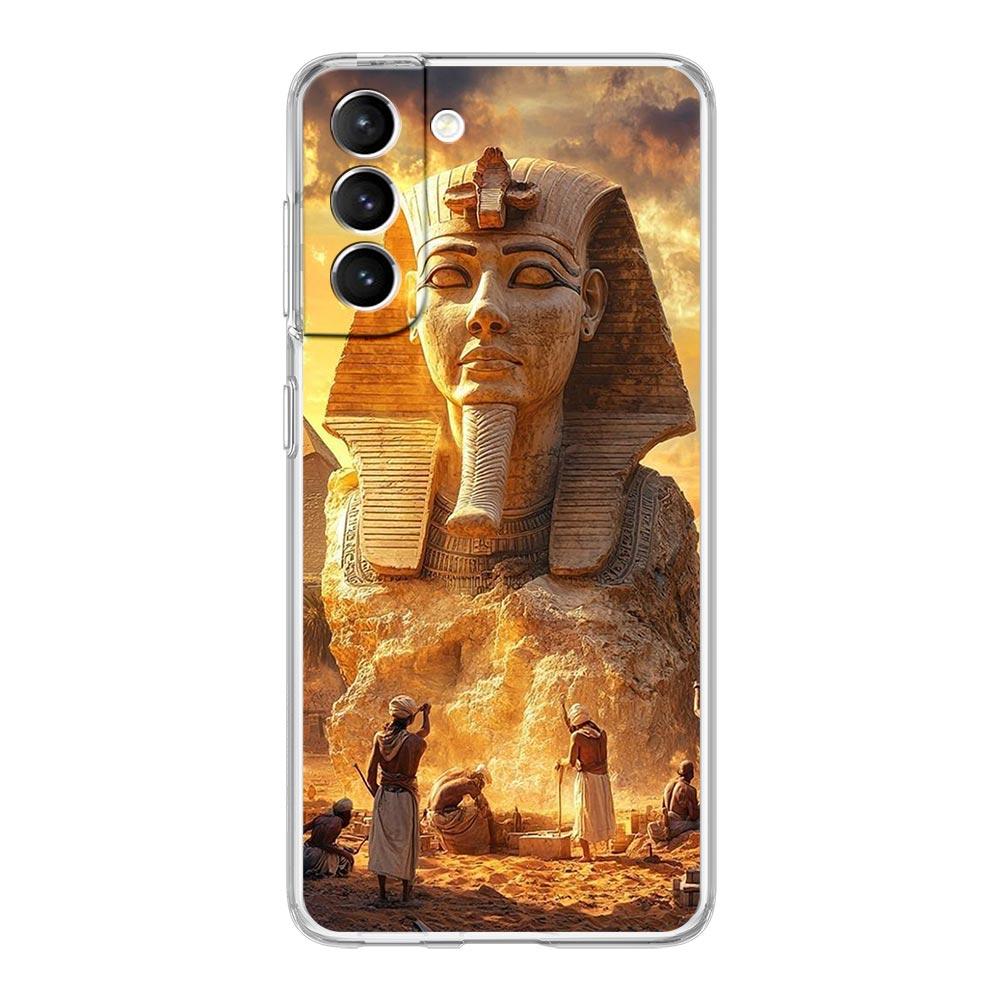 Phone Case For Samsung Galaxy S25 S24 S23 FE S22 Ultra S20 S21 5G S10 Plus S10E Soft Clear Cover Ancient Egypt God pyramid