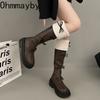Autumn Winter Short Plush Woman Knee High Boot Fashion Butterfly-knot Knight Long Booties Botas Feminino