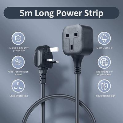 1/3/5M 1-Wege-Steckdosenleiste 13 AMP Einzelsteckdose Verlängerungskabel Home Office 3-Pin-Stecker Steckdosenleiste