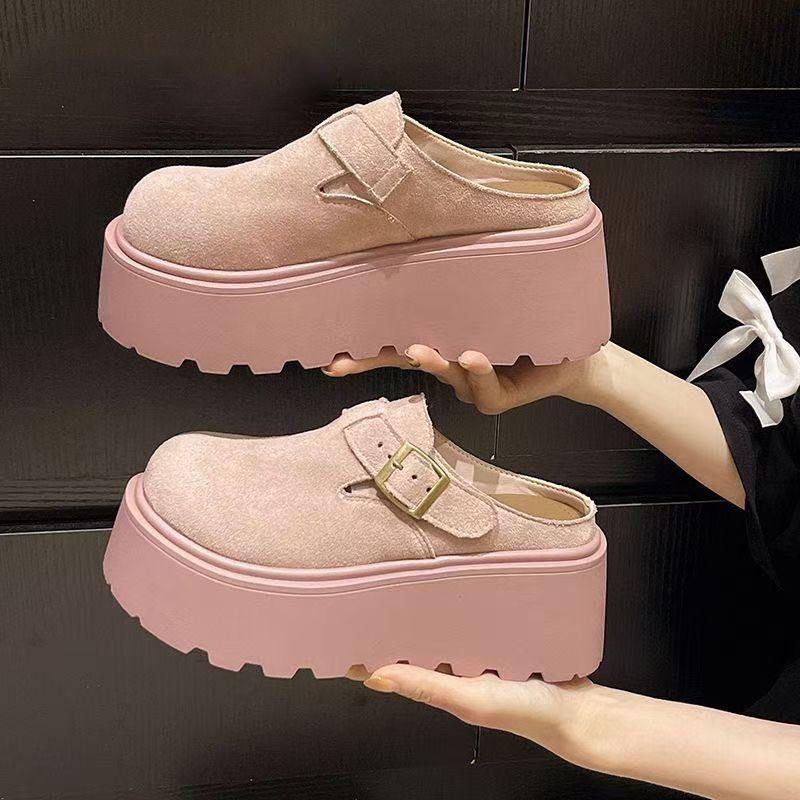 Thick-soled Heightening Outer Wear Sandals Single Shoes Spring and Summer New One-pedal Lai Ren Baotou Half Slippers Women