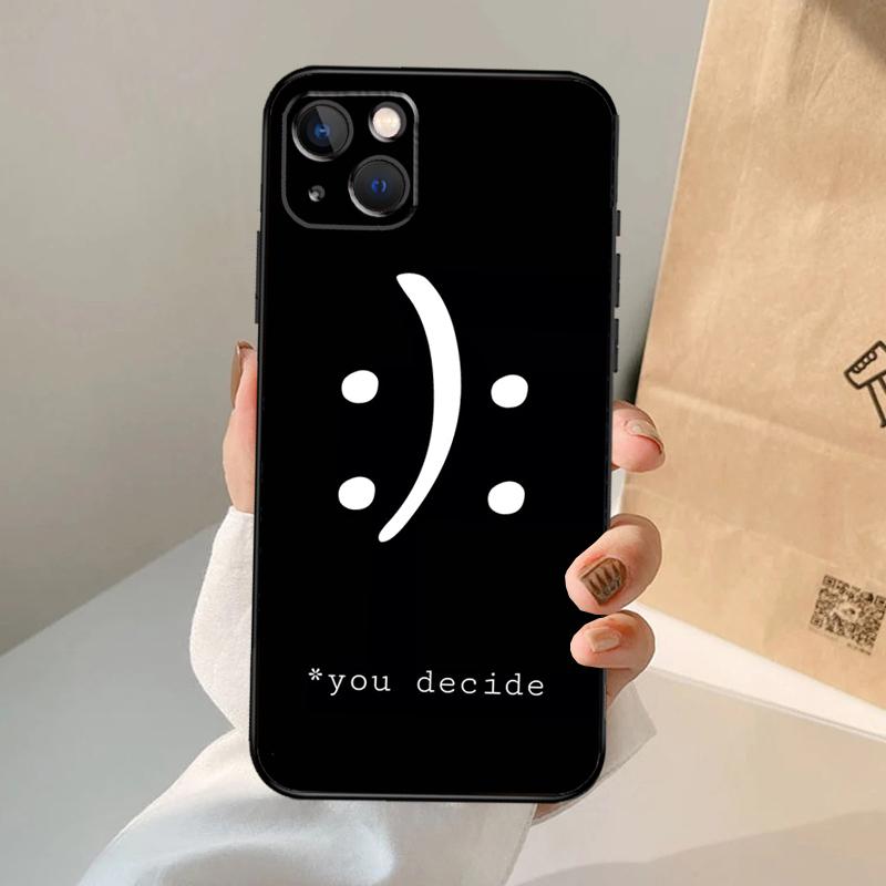 Sad Depression Black Word Phone Case For iPhone 16 15 14 11 12 13 Pro Max Mini Plus X XS Max XR Cover Coque