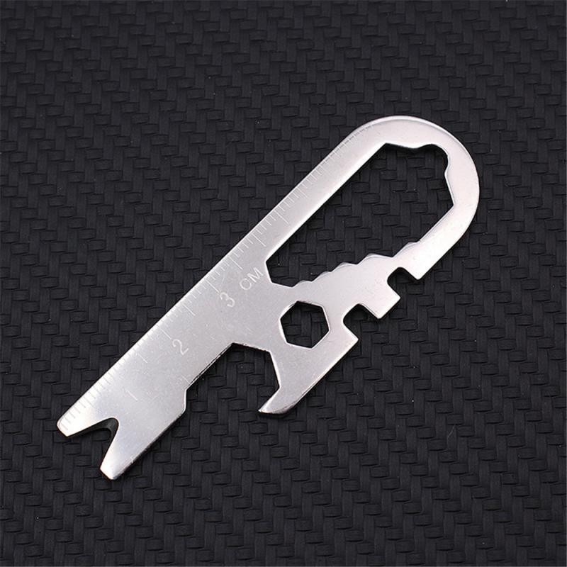 Nyckelring med kapsylöppnare Universal Multifunktionell Kapsylöppnare Sexkantigt Hänge Stål Nyckelformad Utomhus Kortverktyg