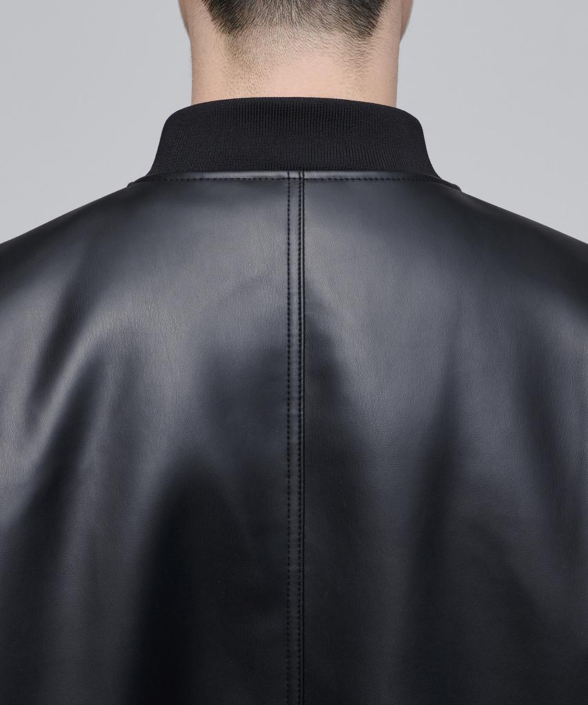 Musinsa Standard Synthetic Leather Extra Oversized Ma-1 Bomber Jacket [Black]