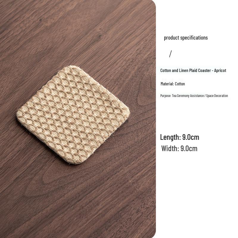 Guanlan Cotton Linen Plaid Coaster: Teapot Mat & Tea Ceremony Heat-Resistant Pad One Size