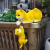Colorful Mother Kitten Cats Sculpture Resin Hanging Piece Decoration for Outdoor Home Garden and Indoor Space