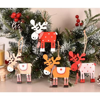 5 Stück Hängeornamente Kreativ für Partys Geschenke Bunt für Feiertagsdeko Elch Anhänger Weihnachtsbaum Weihnachtsdekoration Holz Accessoires