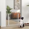 Door Gate, Tool-Free Installation, Adjustable Width 76-97 Cm, One-Handed Opening, Metal, White, 76 Cm High