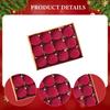 12Pcs Flocked Christmas Ball Ornaments 2.4inch Decorative Baubles for Anniversary