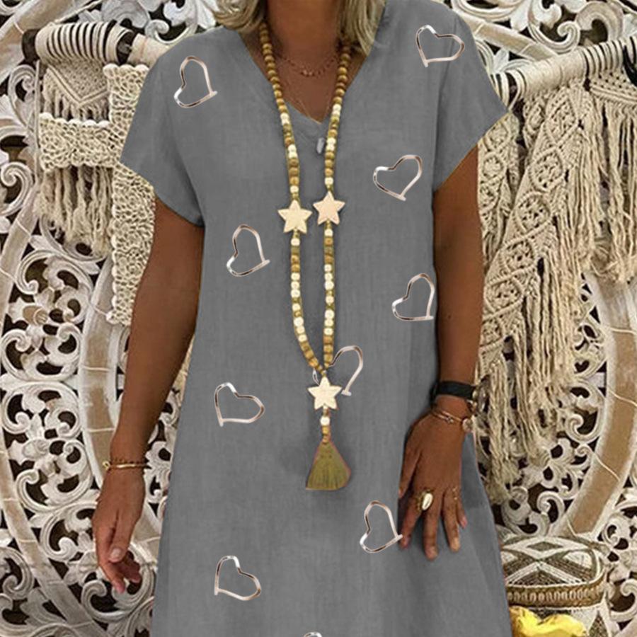 V-neck new dress long fashion loose women's clothing