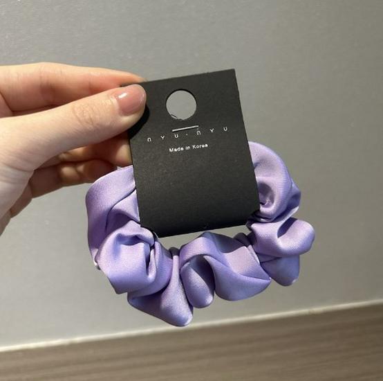 Ruffled Satin Flower Bud Scrunchie - Elegant French-Inspired Hair Tie for Women