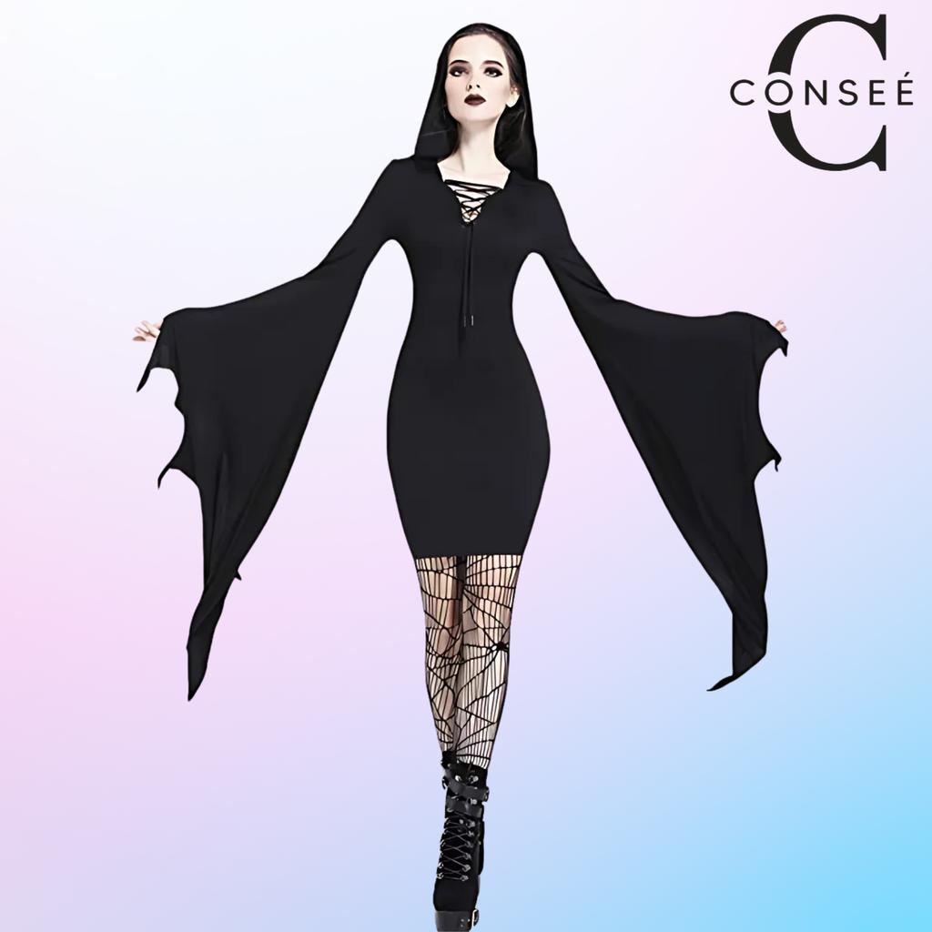 Black Gothic Bat Dress Clothing Vampire Costume Witch Costume
