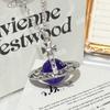 Vivienne Glacier Blue ORB Necklace - Women's European & American Style 3D Planet Saturn Pendant