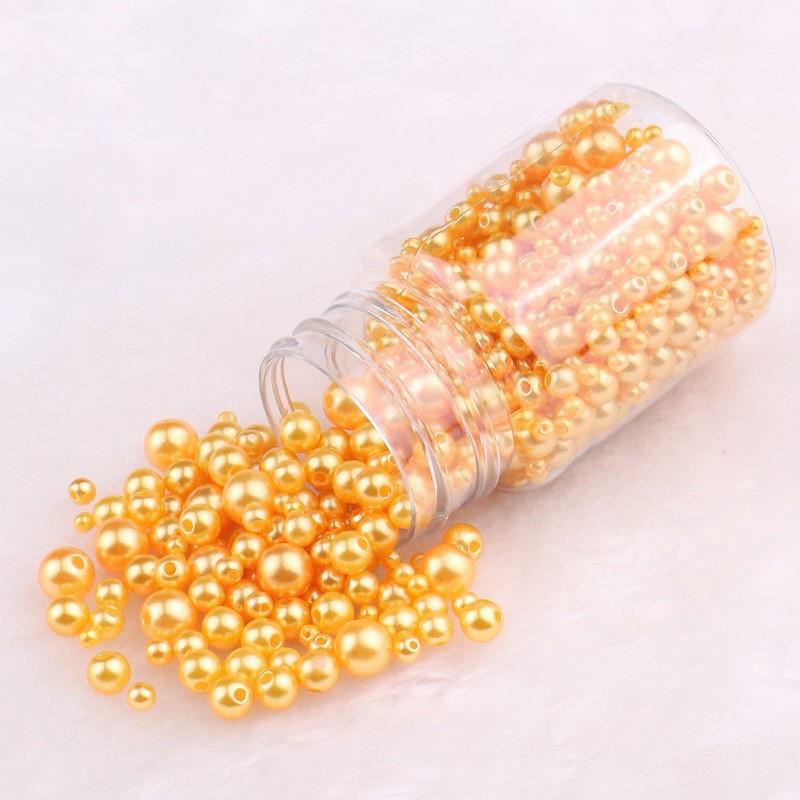 3-10Mm Solid Color Abs Round Perforated Imitation Pearl Handmade Diy Jewelry Beaded Bracelet Earrings Accessories Perforated Beads