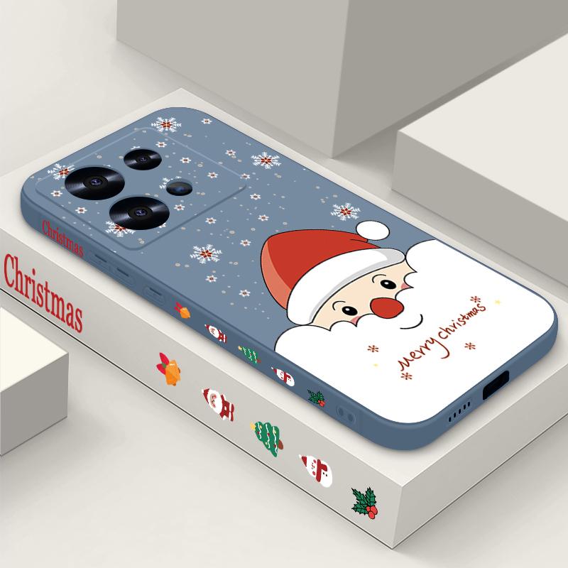 Cute Santa Claus Printed Lanyard Phone Case For Xiaomi Redmi Note 14 13 12 Pro Note 13 14 Pro Plus 5G 13 13C 4G 11 10 Pro Soft Silicone Cover