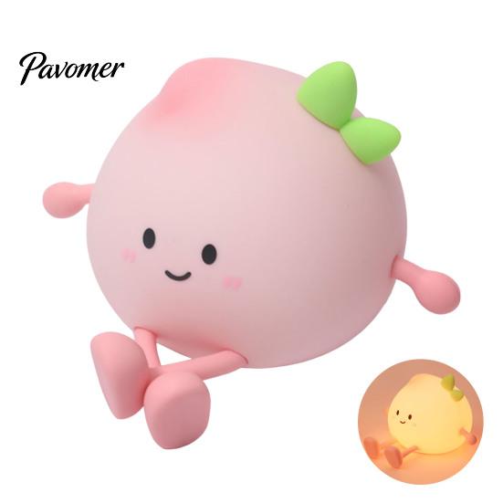 Portable USB Charging Night Light Cute Peach Light, Tap Control Squishy Bedside Lamp with Phone Holder, 2 Styles Warm Practical Desk Organizer Gadget