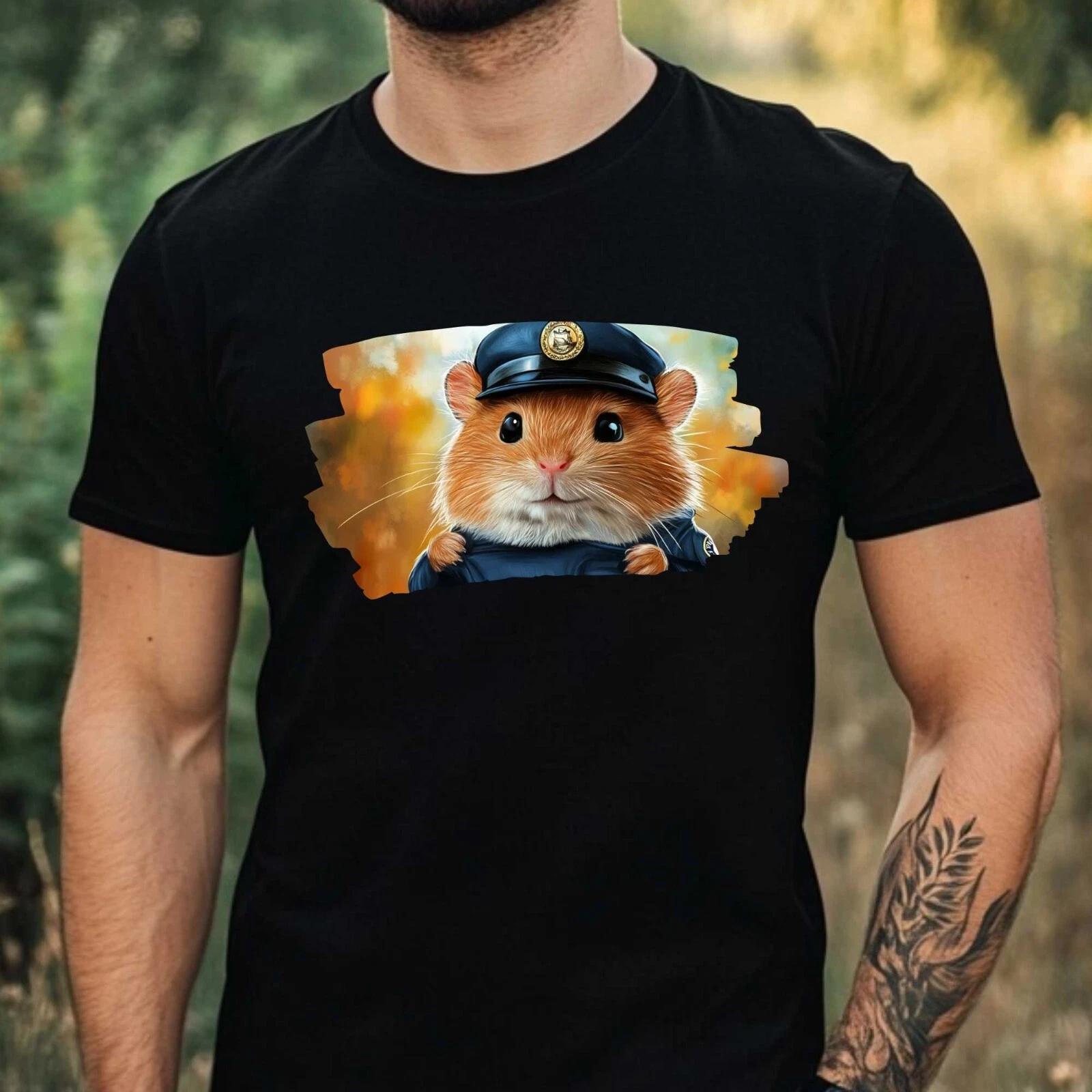 T-Shirt Herren Hamster als Polizist Motiv Baumwolle Größe XS bis 5XL M