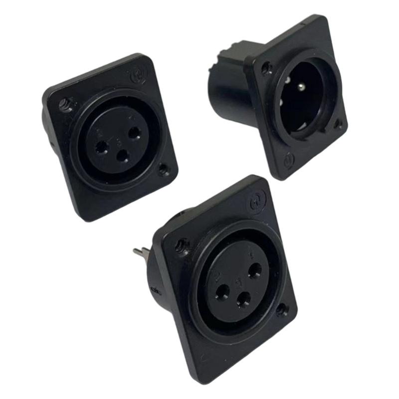 3Pin XLR Straight Terminal Panel Mount Connector ABS Alloy Auditory Adapter For Studio Live Performances