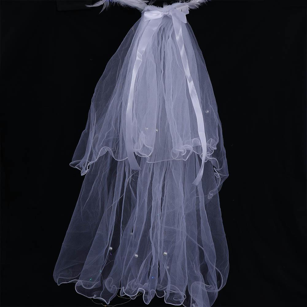 Mesh Bride Crown Hairpin Women Wedding Veil Headbands LED Light Bride Veil Korean Bride Headwear