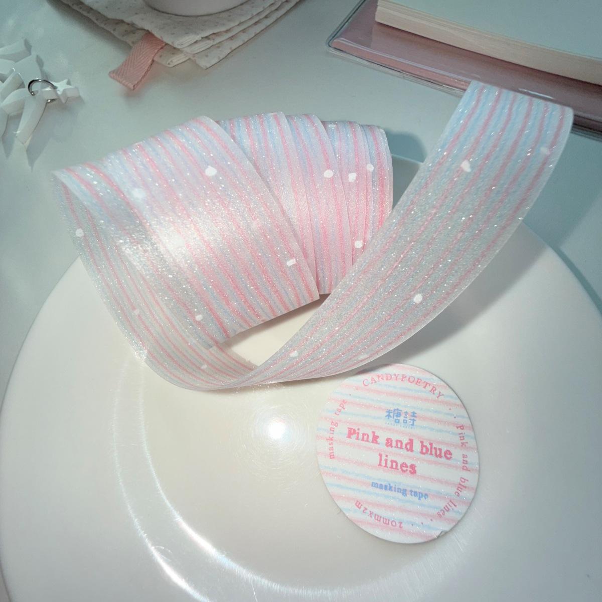 Simple Glitter PET Tape - Korean Style Blue Dot for Journaling & DIY, Transparent Design by Sugar Poem