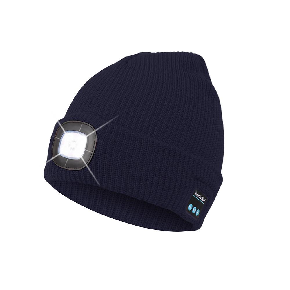 Outdoor Usb Rechargeable Bluetooth Knitted Beanie Hat With Music And Light Features For Winter Comfort