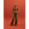 Saendeusaundeu Vintage Washed Semiwide Denim Khaki