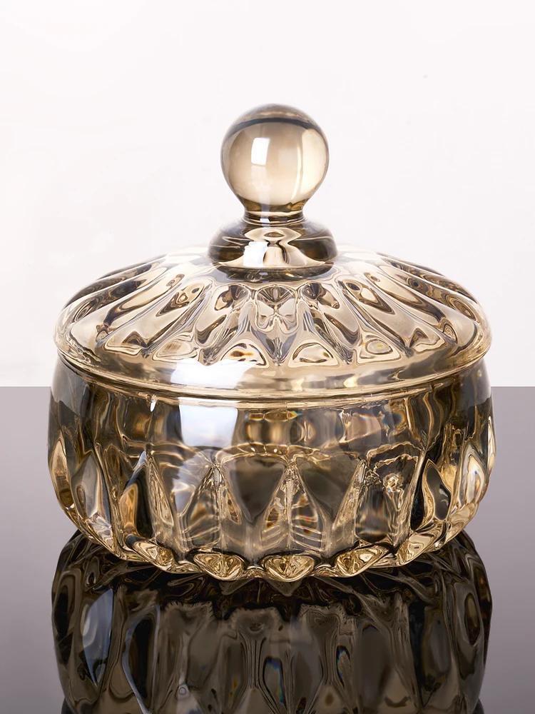 Creative European Style Crystal Glass Candy Jar Household Transparent Sugar Jar Snack Storage Bottels with Lid Storage Jar