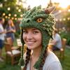 Adorable DIY Hand Crochet Hat Kit Warm Dragon Wolf Frog Hat  for Adults Teens Seniors
