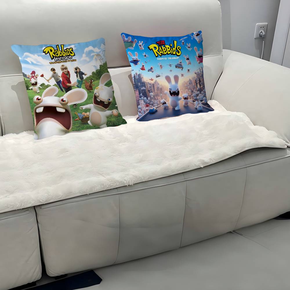 CUTE Cartoon I-Invasion Rabbids Pillow Case Removable Washable Cushion Cover – All-Season Soft Linen