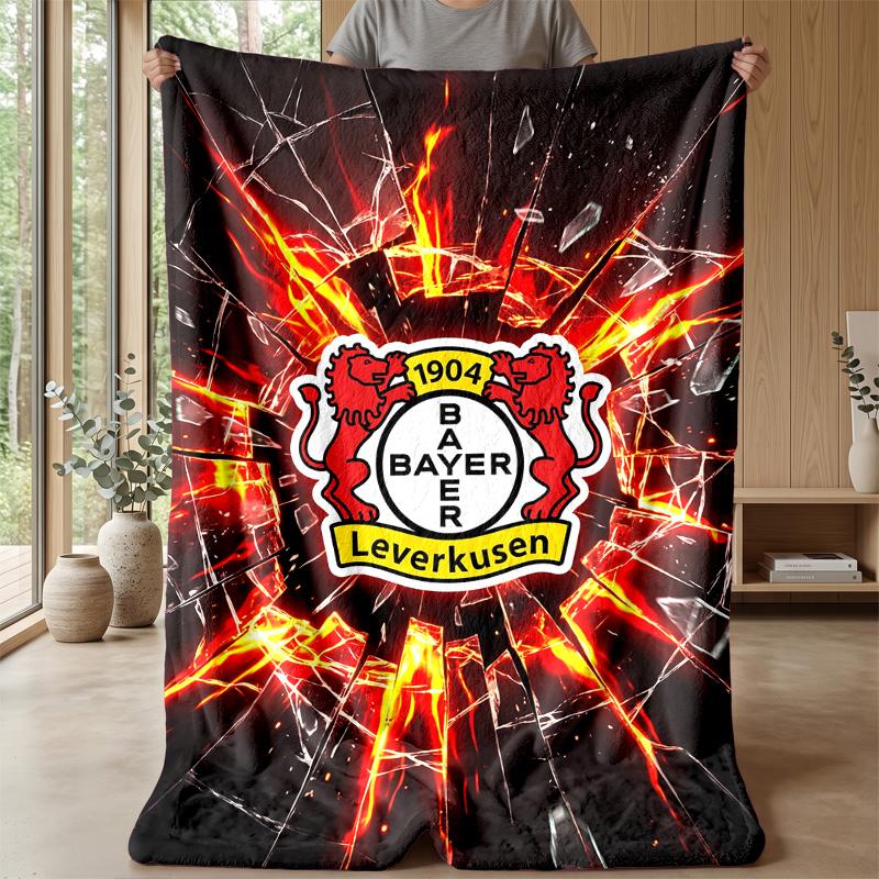 Bayer Leverkusen Football Print Flannel Blanket, Soft Warm Lightweight Throw Blanket for Sofa Bed Camping