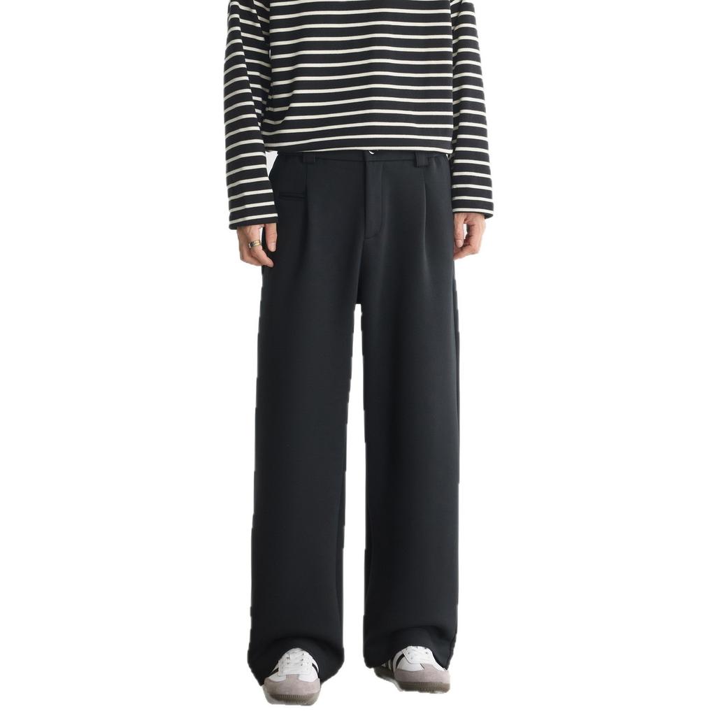 Old Money Wind Double Pleated Wide Leg Pants Men's Autumn and Winter Anti-Wrinkle Non-ironing Loose Straight Commuter Casual Pants