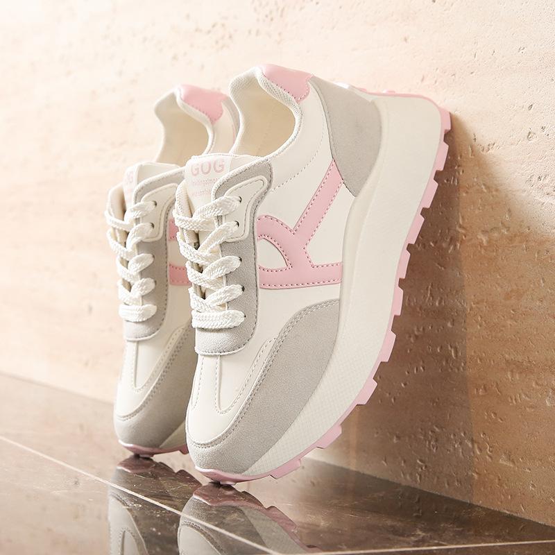 

Platform-soled dad shoes women s 2025 spring new versatile lightweight casual student sports shoes soft-soled Forrest Gump shoes 40 розовый