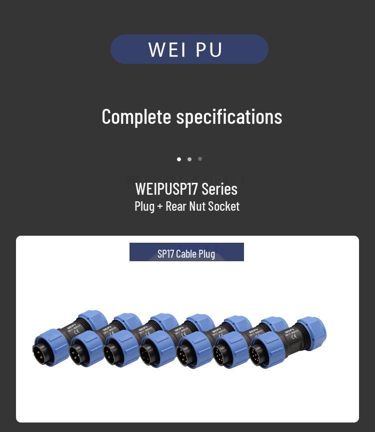 Weipu SP17 4-Pin Aviation Plug Mating Nut Socket Set, IP67 Waterproof Connector